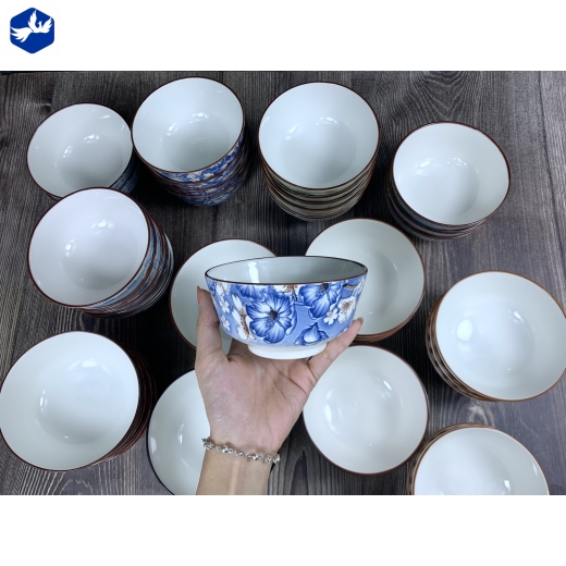 bộ bàn ăn 16 món - hoa văn 4d hoa xanh, hoa trắng đẹp - 4d105