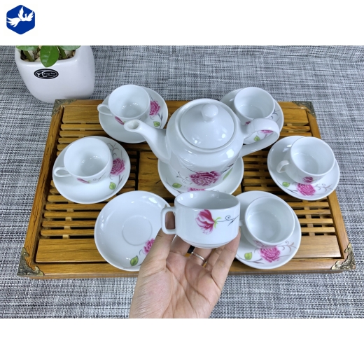 Bộ Tách Trà Vuông Họa Tiết Hoa Cao Cấp Mã 889 Dung Tích 550ml