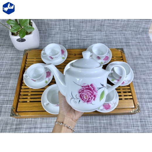 Bộ Tách Trà Vuông Họa Tiết Hoa Cao Cấp Mã 889 Dung Tích 550ml