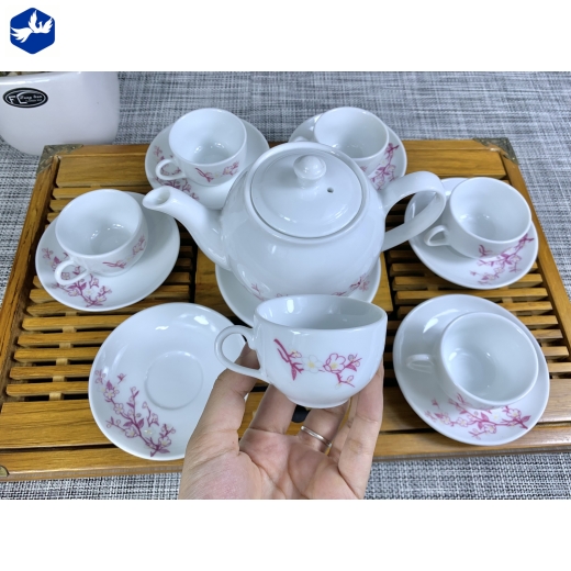 Bộ Tách Trà Bầu Họa Tiết Hoa Đào Cao Cấp Mã 1737 Dung Tích 550ml
