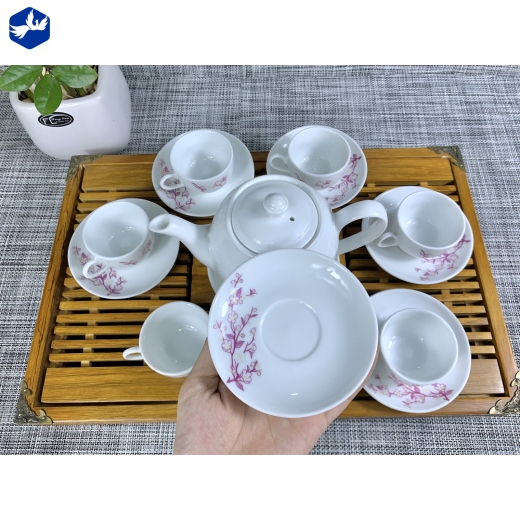 Bộ Tách Trà Bầu Họa Tiết Hoa Đào Cao Cấp Mã 1737 Dung Tích 550ml