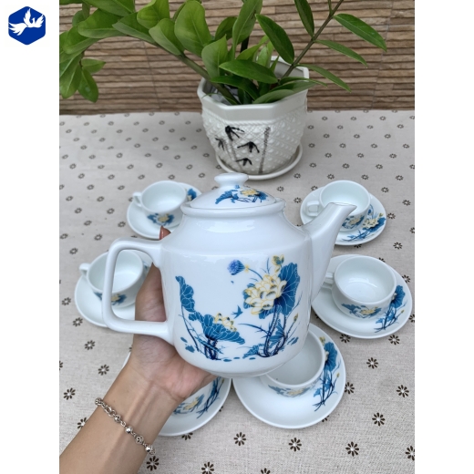 Bộ Tách Trà Vuông Cao Họa Tiết Hoa Cao Cấp Mã 870