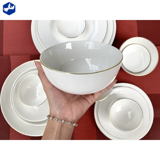 Tô 8 Trắng Chỉ Vàng Sứ Minh Châu