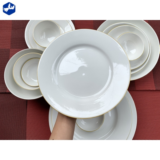 Đĩa 9 Cạn Trắng Chỉ Vàng Sứ Minh Châu