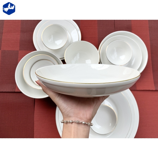 Đĩa 9 Sâu Trắng Chỉ Vàng Sứ Minh Châu