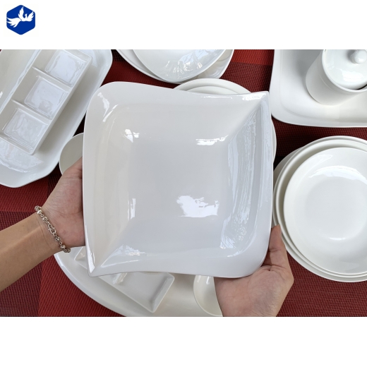 Đĩa 8.5 Vuông  Eo Sâu  Trắng Sứ TP Cao Cấp