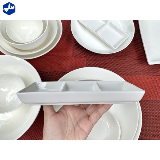 Đĩa Gia Vị 3 Ngăn Trắng Sứ TP Cao Cấp