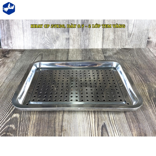 KHAY 0.7 - 27X36 - 2 LỚP TEM VÀNG - SP BẰNG INOX BỀN ĐẸP