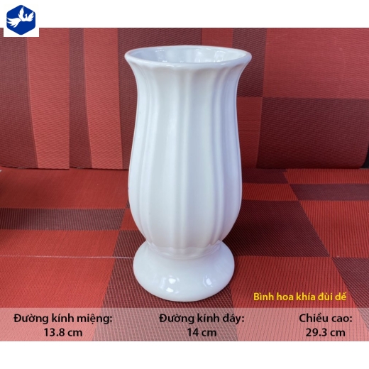 Bình Hoa kiểu dáng đùi dế độc lạ, men trắng bóng, đẹp, cao cấp - ( Bình Hoa Khía Đùi Dế )