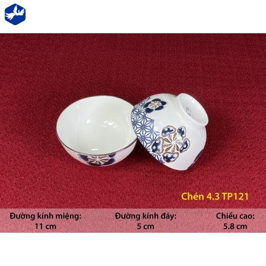 bát cơm 4.3 - họa tiết 4D bông hoa cách điệu độc lạ - TP121