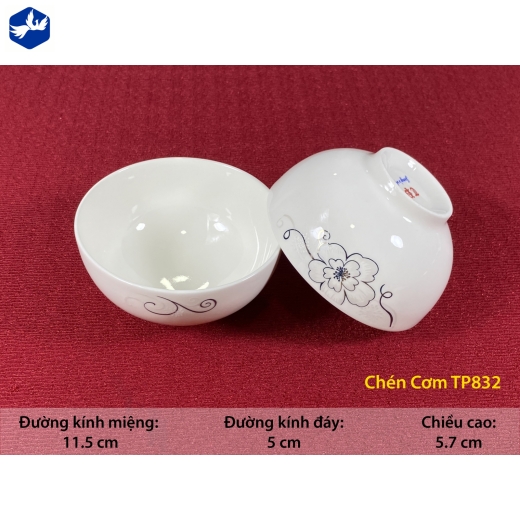 chén cơm - hoa mai ánh kim cách điệu đẹp - TP832
