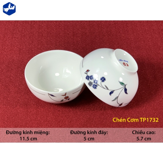 Chén cơm - hoa cỏ  cách điệu đẹp - TP1732