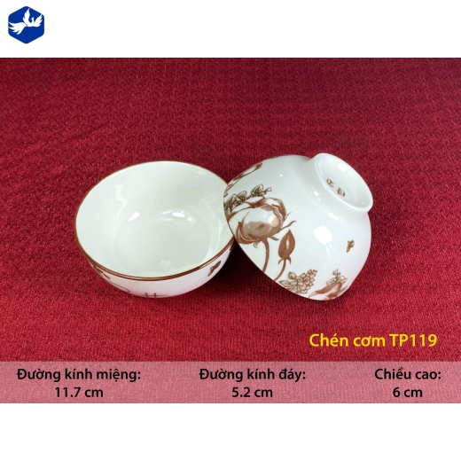 bát cơm - họa tiết 4D cây bông đẹp - 4D119