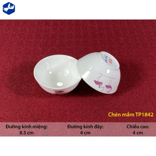 Bát chấm loe - hoa văn chim hồng hạc đẹp - TP1842