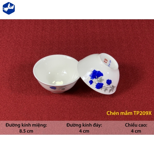 Bát chấm loe - hoa mẫu đơn xanh - TP205