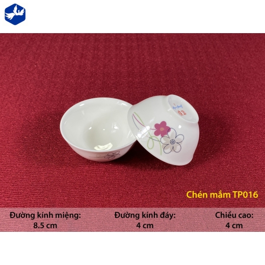 Bát chấm loe - hoa mai hồng cách điệu - TP016