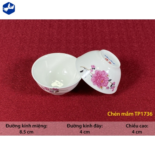 Bát chấm loe- hoa mẫu đơn hồng đẹp - TP1736