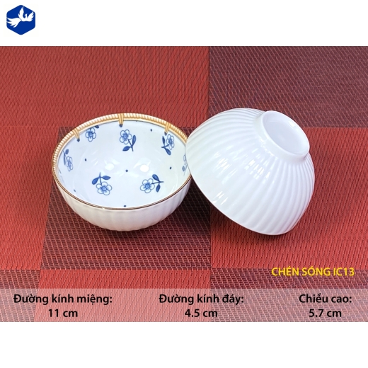 bát cơm vân nổi - bông hoa nhỏ xinh miệng đẹp - IC13