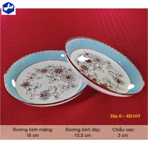 đĩa sứ 6 inch - họa tiết 4d hoa nâu cách điệu độc lạ - 4D107
