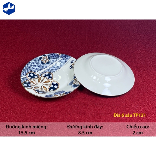 đĩa sứ sâu 6 inch - họa tiết 4d bông hoa cách điệu độc lạ - TP121