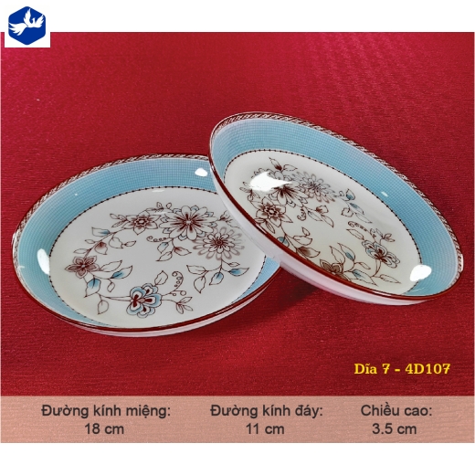 đĩa sứ 7 inch - họa tiết 4d hoa nâu cách điệu độc lạ - 4D107
