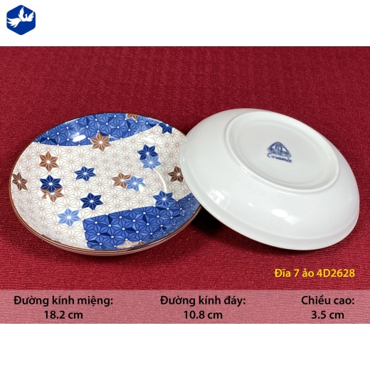 đĩa sứ ảo 7 inch - họa tiết 4d ngôi sao 6 cánh lạ mắt - 4D2628