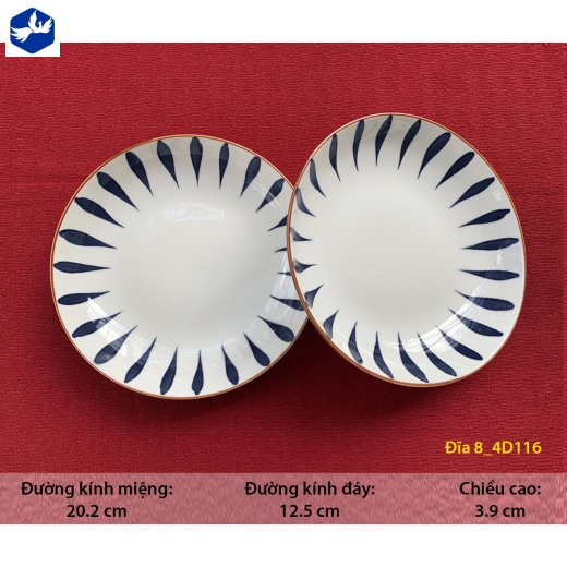 đĩa sứ 8 inch - hoa văn 4D giọt nước độc lạ - 4D116