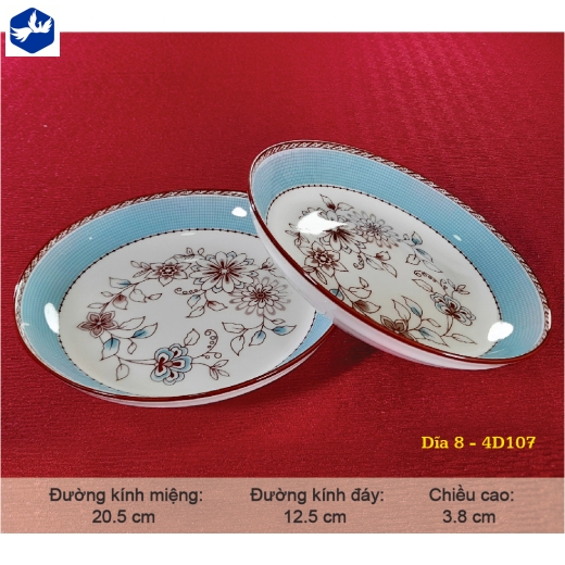 đĩa sứ 8 inch - họa tiết 4d hoa nâu cách điệu độc lạ - 4D107