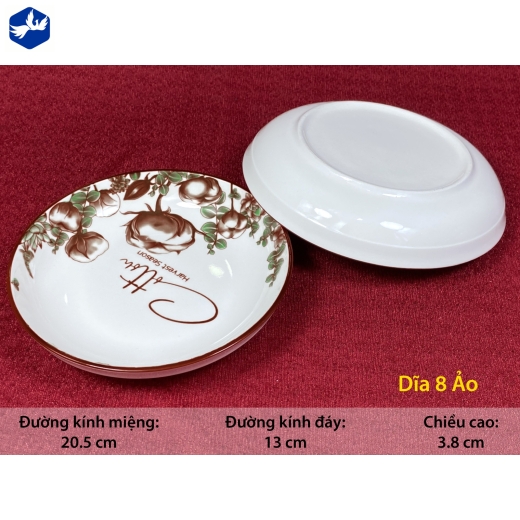 đĩa sứ ảo 8 inch - họa tiết 4d cây bông đẹp lạ - 4D119