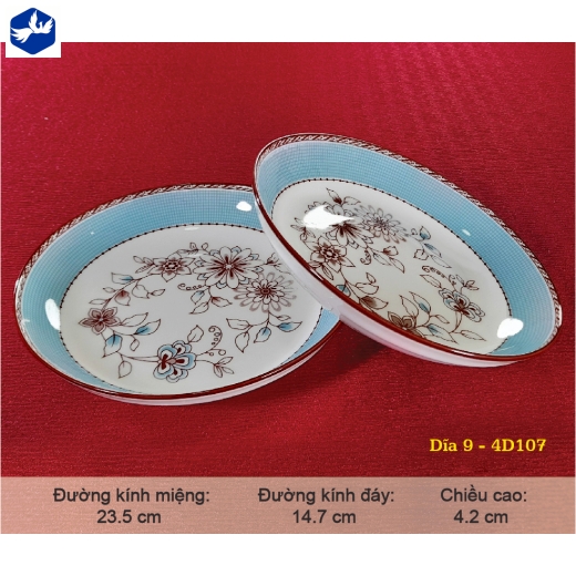 đĩa sứ 9 inch - họa tiết 4d hoa nâu cách điệu độc lạ - 4D107