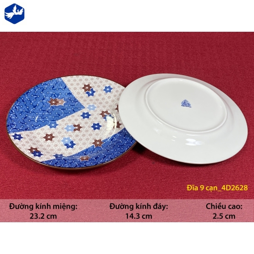 đĩa sứ cạn 9 inch - họa tiết 4d ngôi sao 6 cánh lạ mắt - 4D2628