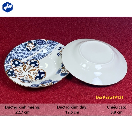 đĩa sứ sâu 9 inch - họa tiết 4d bông hoa cách điệu độc lạ - TP121