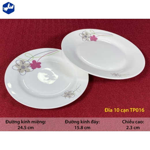 đĩa sứ cạn 10 inch - hoa mai cách điệu đẹp - TP016