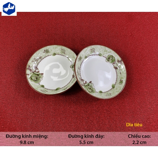 chén tương - họa tiết 4D bông hồng xanh lục đẹp - 4D110