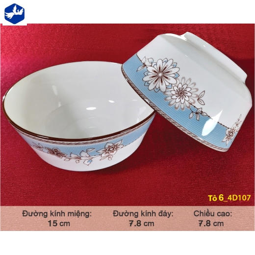 tô sứ 6 inch kiểu châu âu - hoa văn 4D hoa nâu cách điệu độc lạ - 4D106