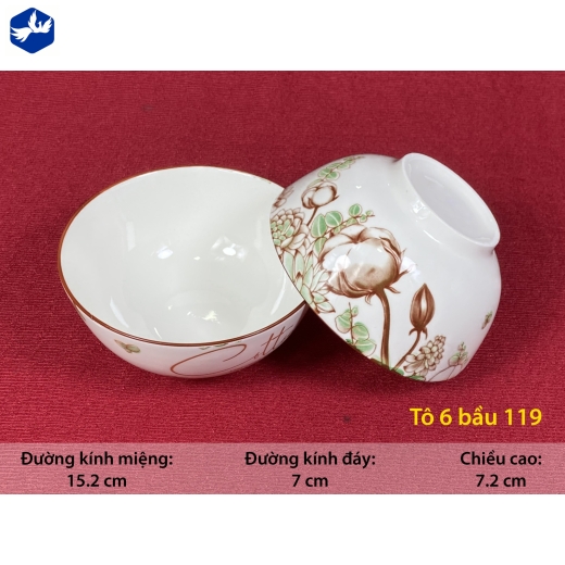 tô sứ bầu 6 inch - họa tiết 4d bông cây bông đẹp lạ - 4D119