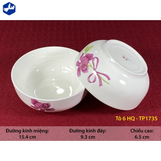 tô sứ 6 inch kiểu hàn quốc - hoa phong lan hồng đẹp - TP1735