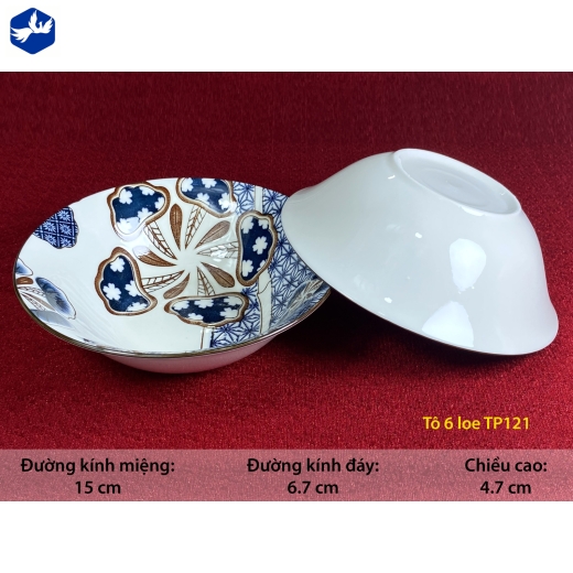 tô sứ loe 6 inch - họa tiết 4d bông hoa cách điệu độc lạ - 4D121