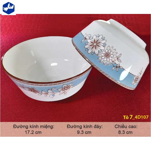 tô sứ 7 inch kiểu châu âu - hoa văn 4D hoa nâu cách điệu đẹp - 4D107