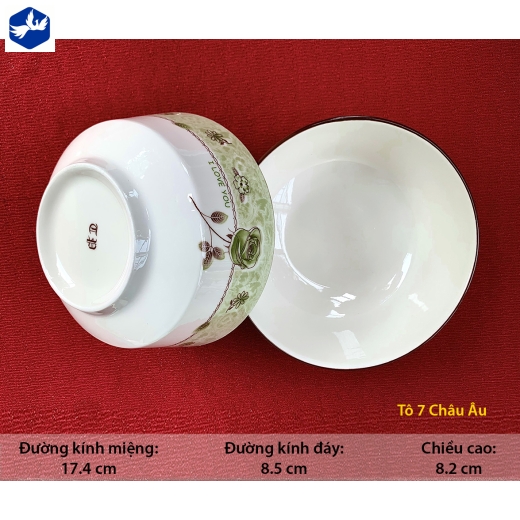 tô sứ 7 inch kiểu châu âu - hoa văn 4D bông hồng xanh lục đẹp - 4D110