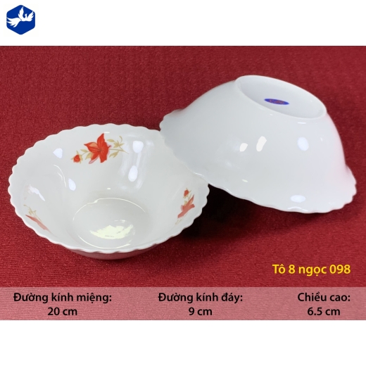 tô sứ loe bèo 8 inch - hoa ly đỏ đẹp - 098