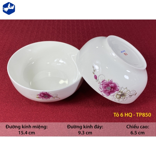 tô sứ 6 inch kiểu Hàn Quốc - hoa mẫu đơn đẹp - TP850