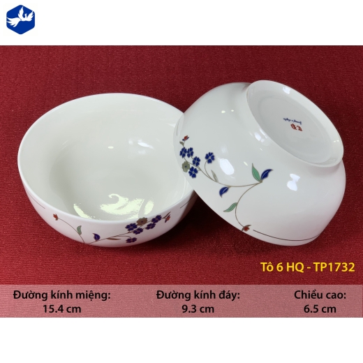 tô sứ 6 inch kiểu hàn quốc - hoa cỏ cách điệu sang trọng - TP1732