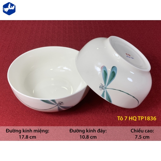 tô sứ 7 inch kiểu hàn quốc - hoa văn con chuồn chuồn đẹp đẹp - TP1836