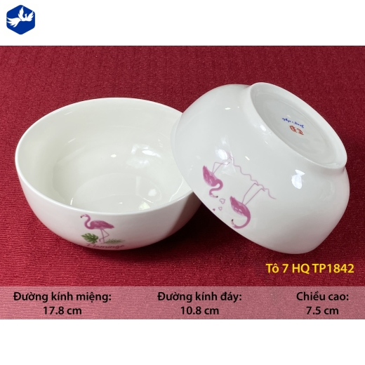 tô sứ 7 inch kiểu hàn quốc - chim hồng hạc đẹp - TP1842
