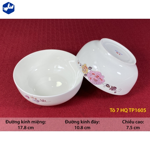 tô sứ 7 inch kiểu hàn quốc - hoa mẫu đơn hồng cách điệu đẹp, lạ - TP1605