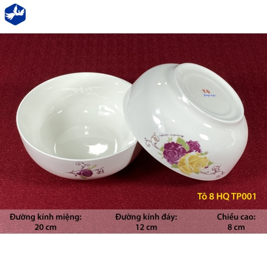 tô sứ 8 inch kiểu Hàn Quốc - hoa hồng đẹp - TP001