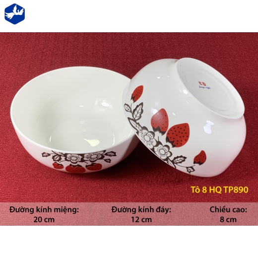 tô sứ 8 inch kiểu hàn quốc - quả dâu tây đẹp lạ - TP890