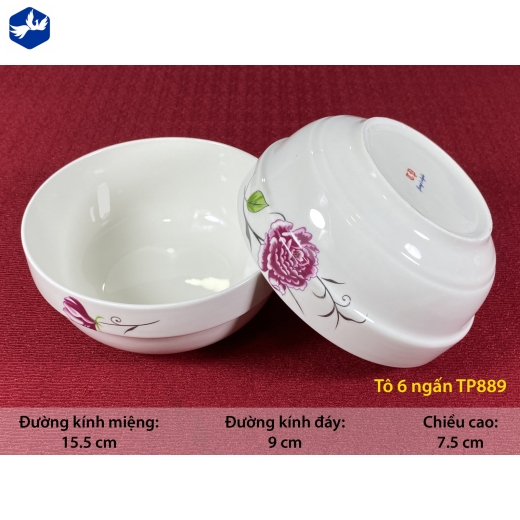 tô sứ ngấn 6 inch - hoa mẫu đơn hồng đẹp, đẳng cấp - TP889