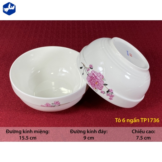 tô sứ ngấn 6 inch - hoa mẫu đơn hồng đẹp - TP1736
